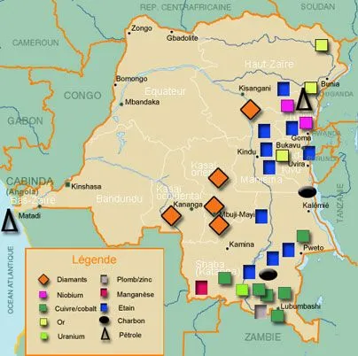  Carte du bassin minier de la RDC