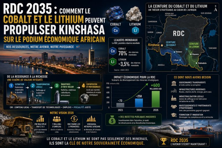 RDC 2035 : Comment le cobalt et le lithium peuvent propulser Kinshasa sur le podium économique africain.